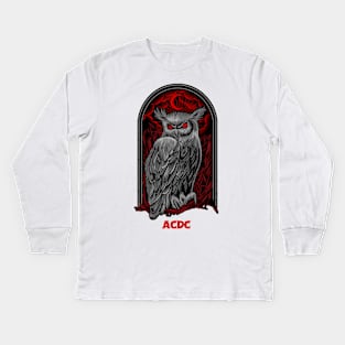 The Moon Owl Acdc Kids Long Sleeve T-Shirt